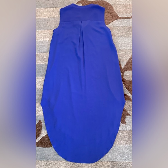 NWT Ami Dans La Rue Sleeveless High/Low Split V Neck Lilac Blue Silk Midi Dress - Picture 7 of 8